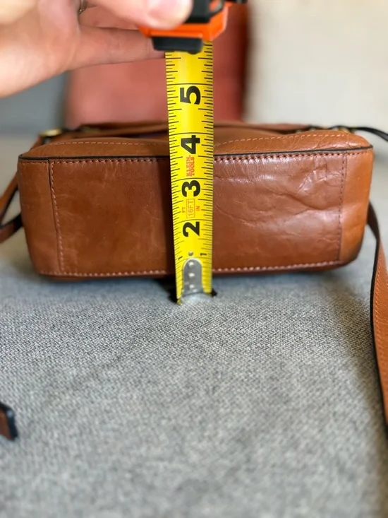 Lodis Cognac Brown Leather Crossbody Bag Adjustable Strap Vintage Texas Purse - Picture 11 of 16